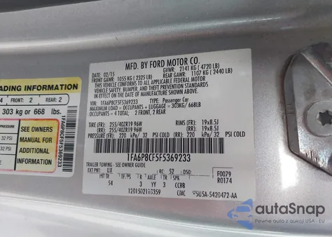 2015 Ford Mustang Gt Premium из США, поврежденный, VIN 1FA6P8CF5F5369233